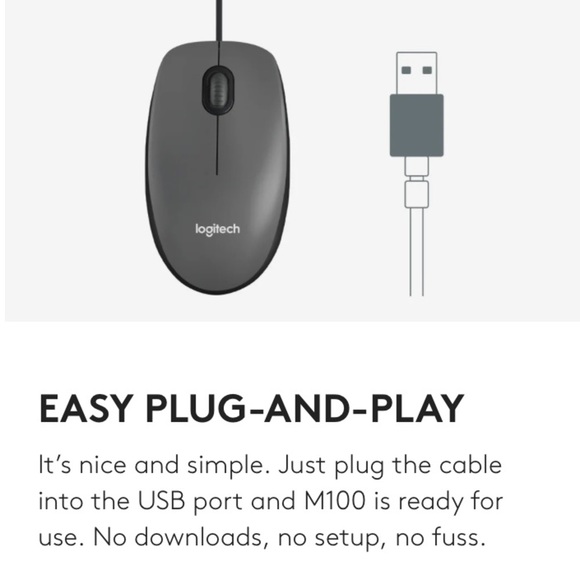 LOGITECH M100 Full-Size Corded Electronic Computer Mouse - Picture 5 of 10